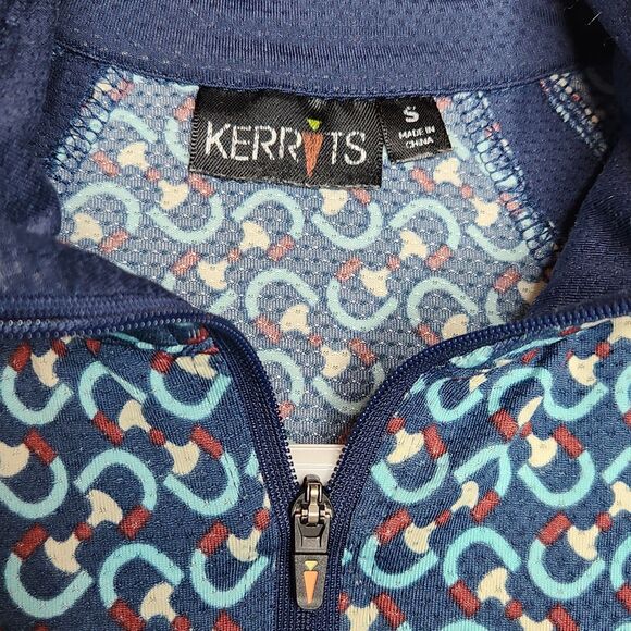 Kerrits Women's 1/4 Zip Shirt -Horse Equestrian Active- Blue Patterned Small - Picture 6 of 10